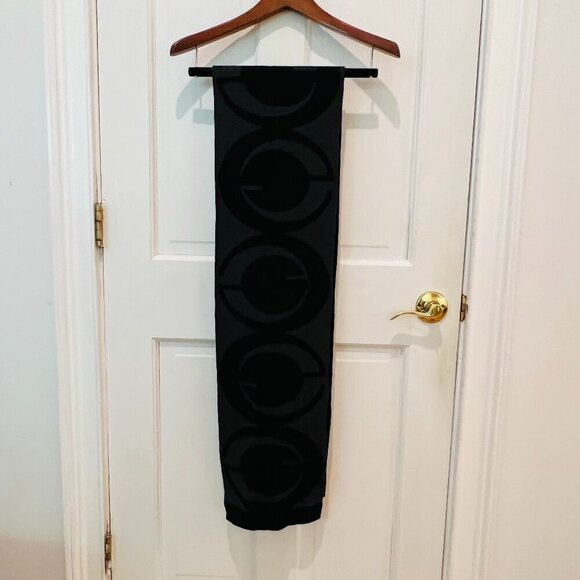 Authentic Gucci Reversible Black & Gray 100% Wool Scarf Made In Italy - Picture 1 of 16